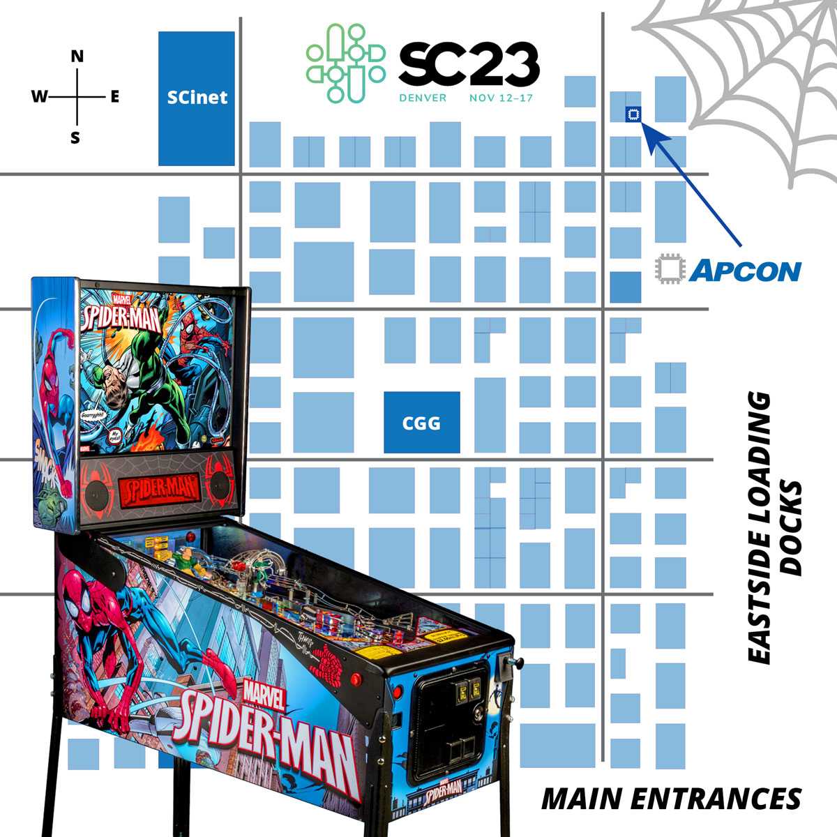 Play Spider-Man pinball at the APCON booth #2194 | Supercomputing Denver Show